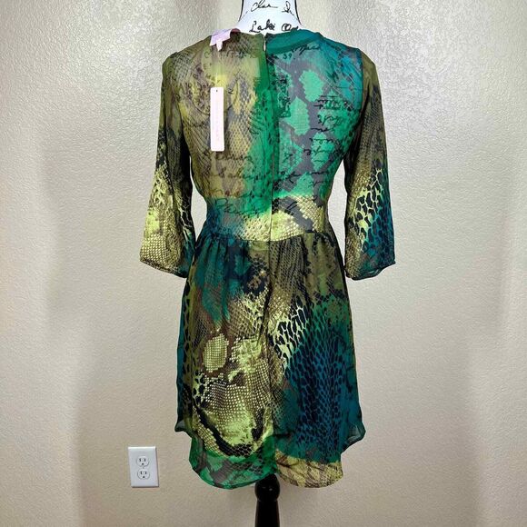 Romeo and Juliet couture green snake print colorful dress sz S boho hippie retro - Picture 15 of 16